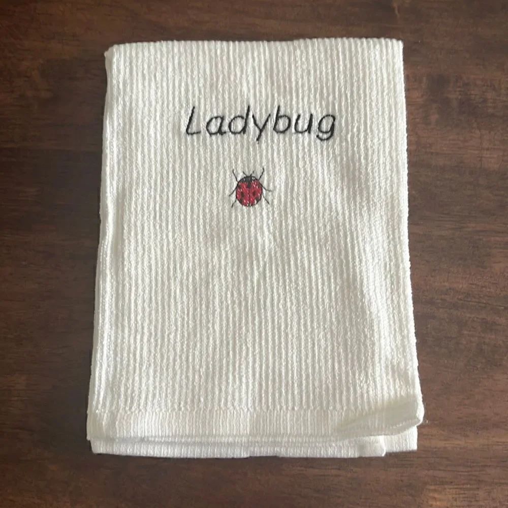 White Cotton Ladybug Kitchen Bar-Mop 18” by 16”